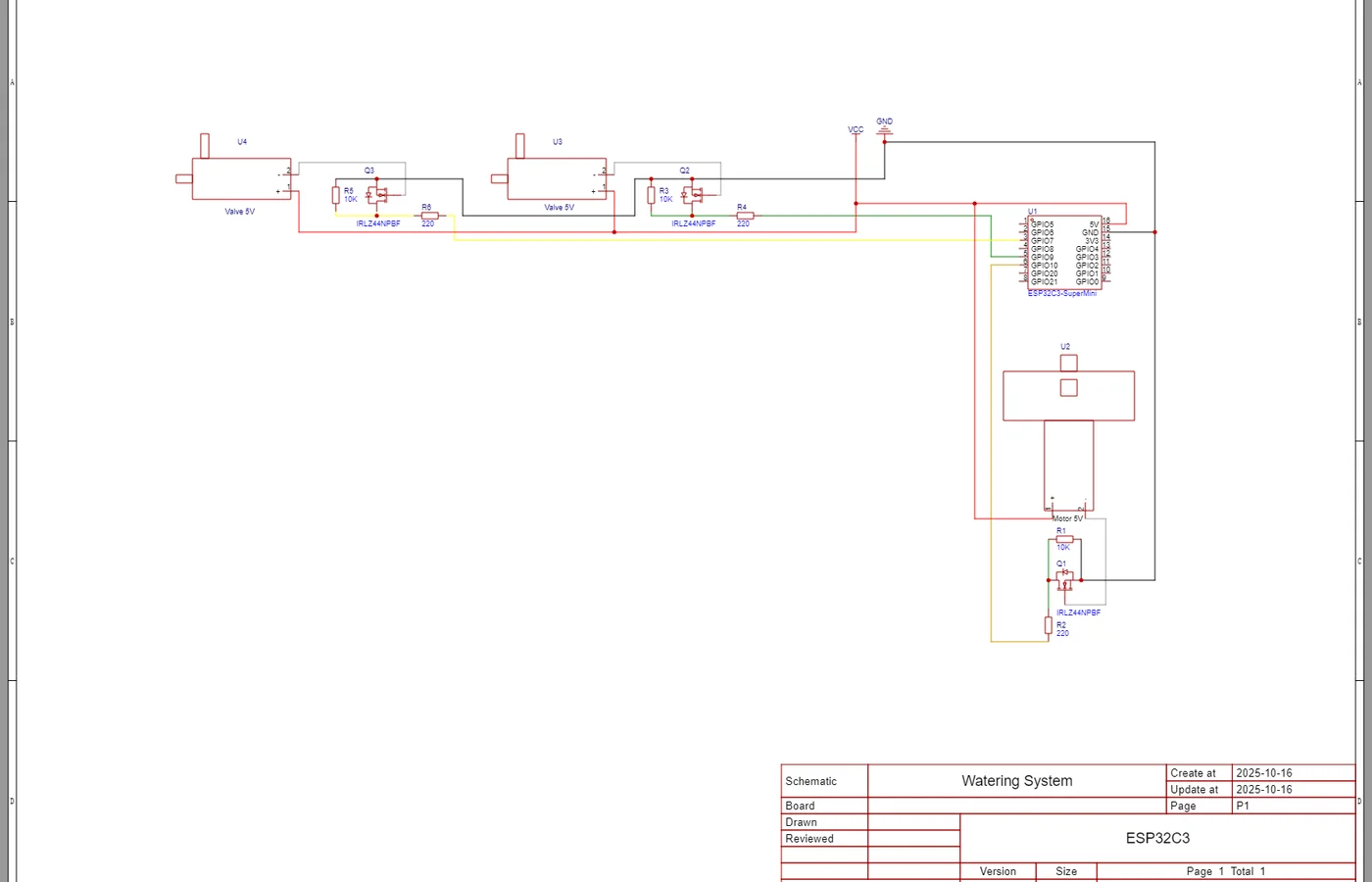 Schemat elektroniczny modułu nawadniania PlantFlow